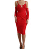 Dolce & Gabbana Red Nylon Stretch Cut Out Midi Dress