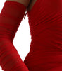 Dolce & Gabbana Red Nylon Stretch Cut Out Midi Dress