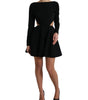 Dolce & Gabbana Black Viscose Cut Out A-line Long Sleeves Mini Dress