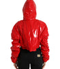 Dolce & Gabbana Shiny Red Hooded Cropped Short Coat Jacket