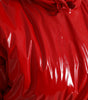 Dolce & Gabbana Shiny Red Hooded Cropped Short Coat Jacket