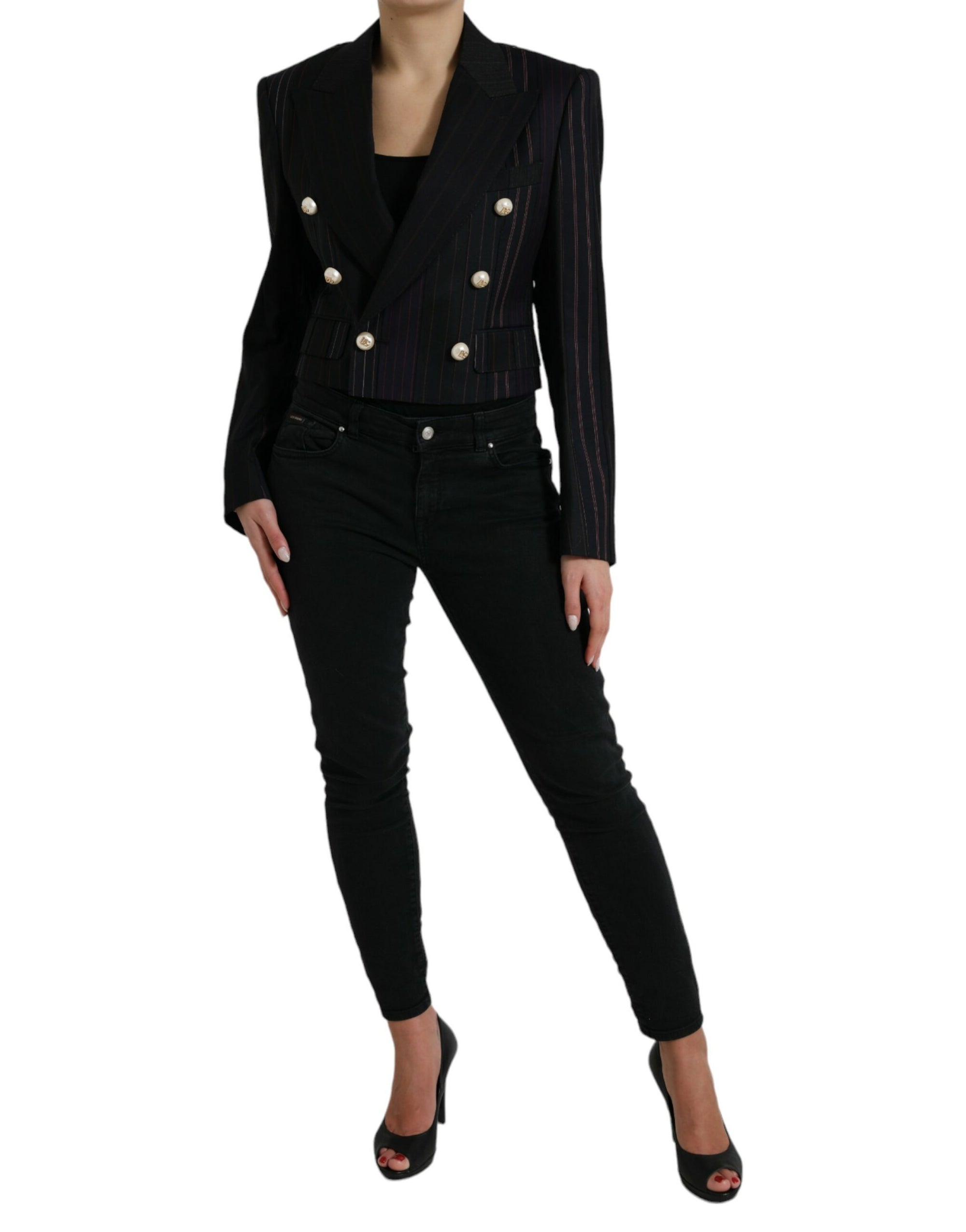 Blazer croisé en laine à rayures élégant Dolce & Gabbana