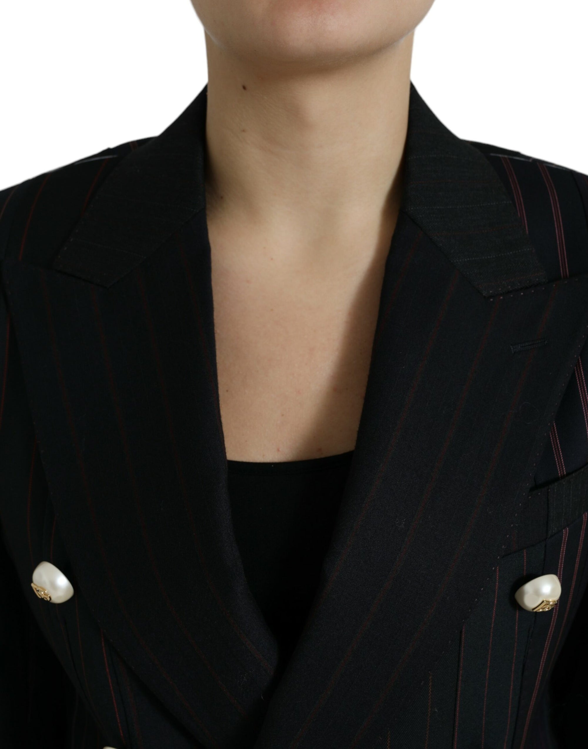 Blazer croisé en laine à rayures élégant Dolce & Gabbana