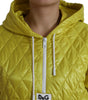 Dolce & Gabbana Yellow Nylon Quilted Hooded Pullover Jacket