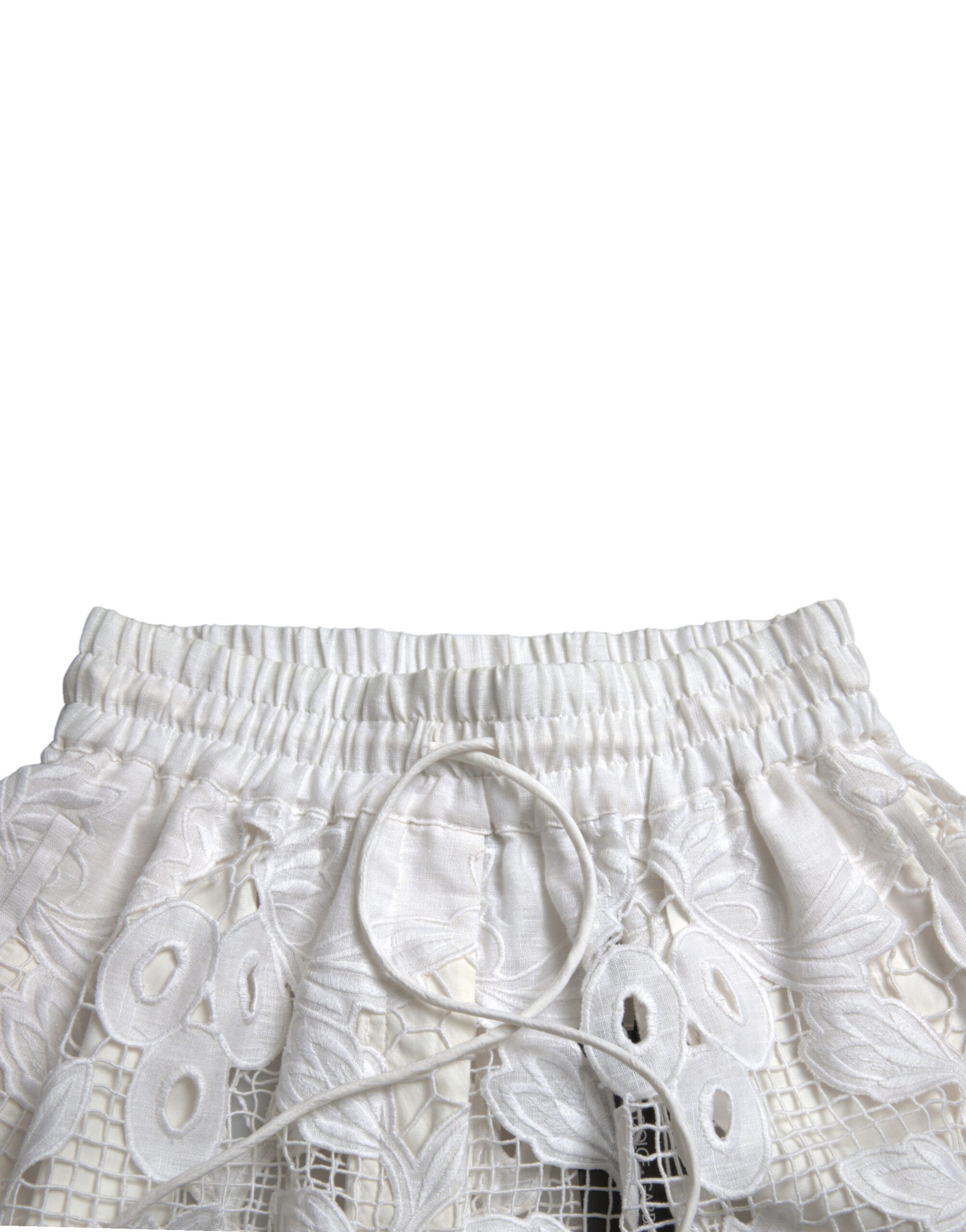 Short taille haute en dentelle Dolce & Gabbana Chic en blanc pur
