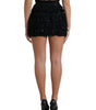Dolce & Gabbana Black Nylon Textured High Waist Mini Skirt