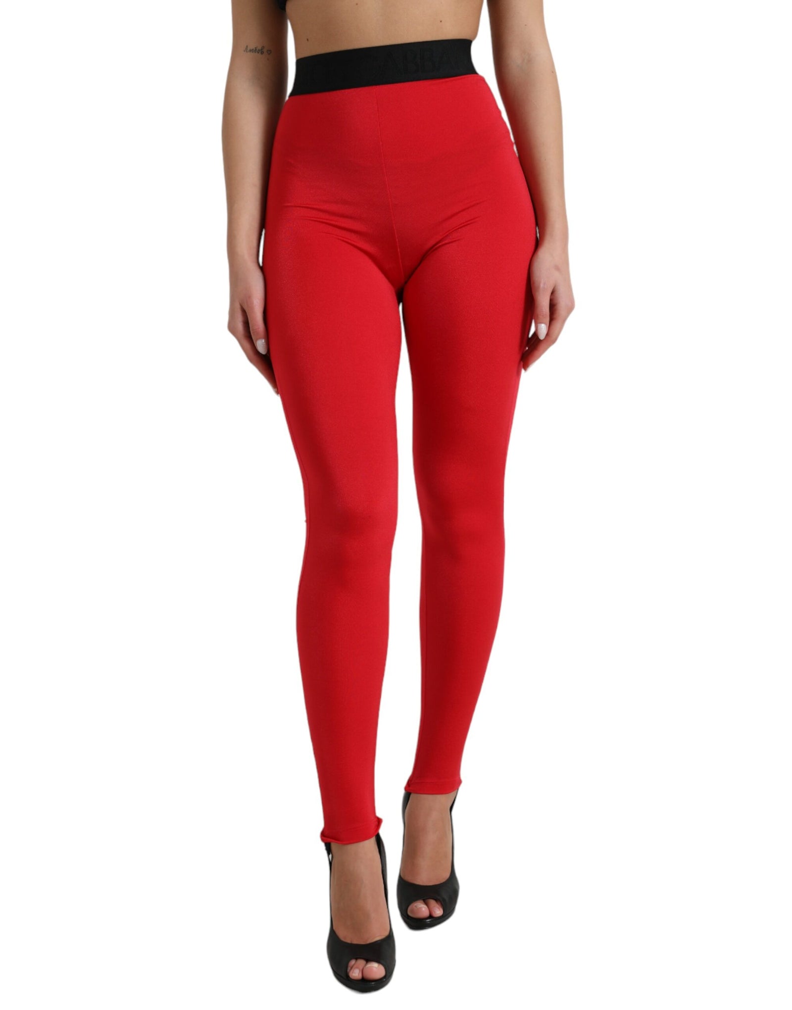 Dolce &amp; Gabbana Elegant High Waist Red Leggings