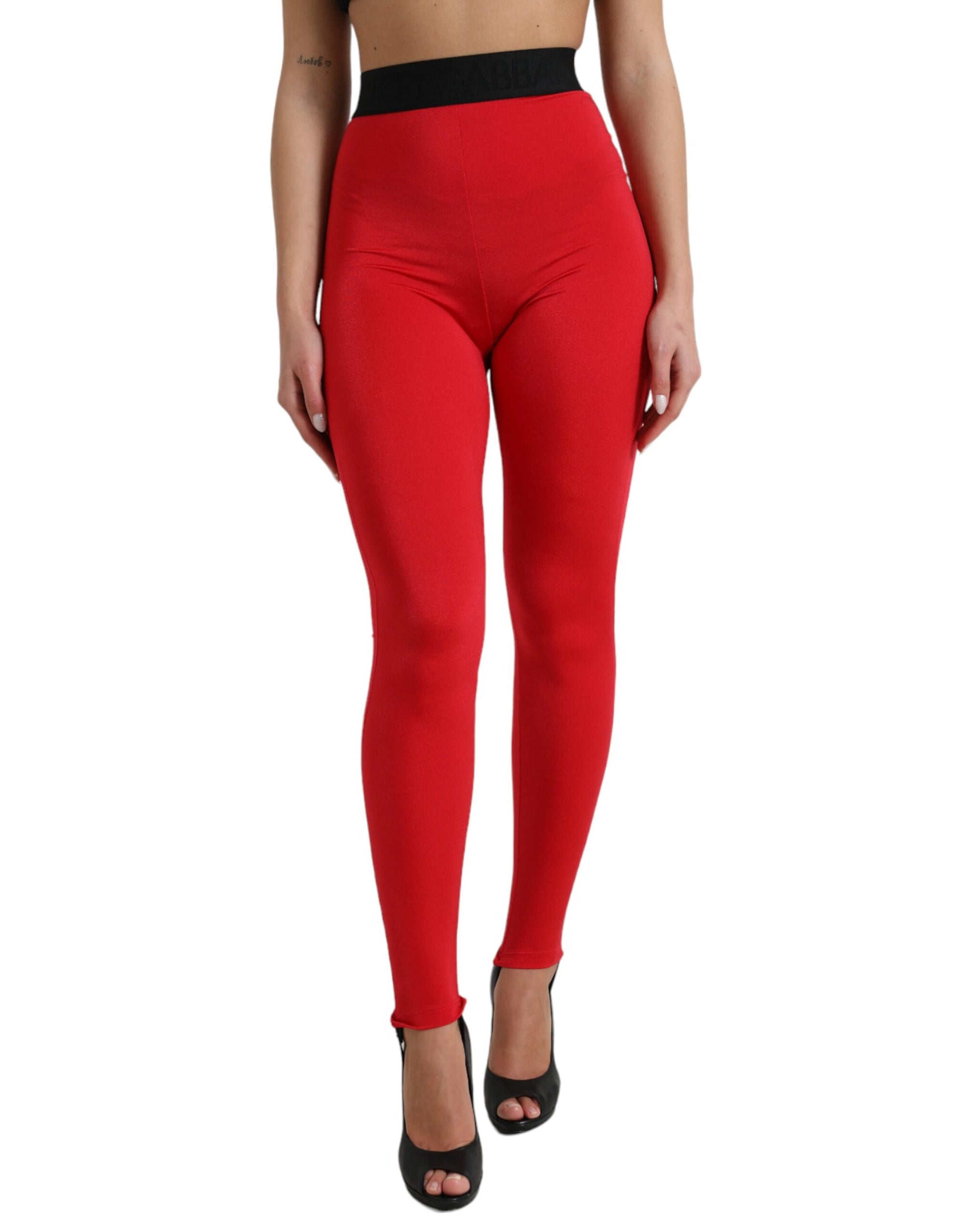Dolce &amp; Gabbana Elegant High Waist Red Leggings