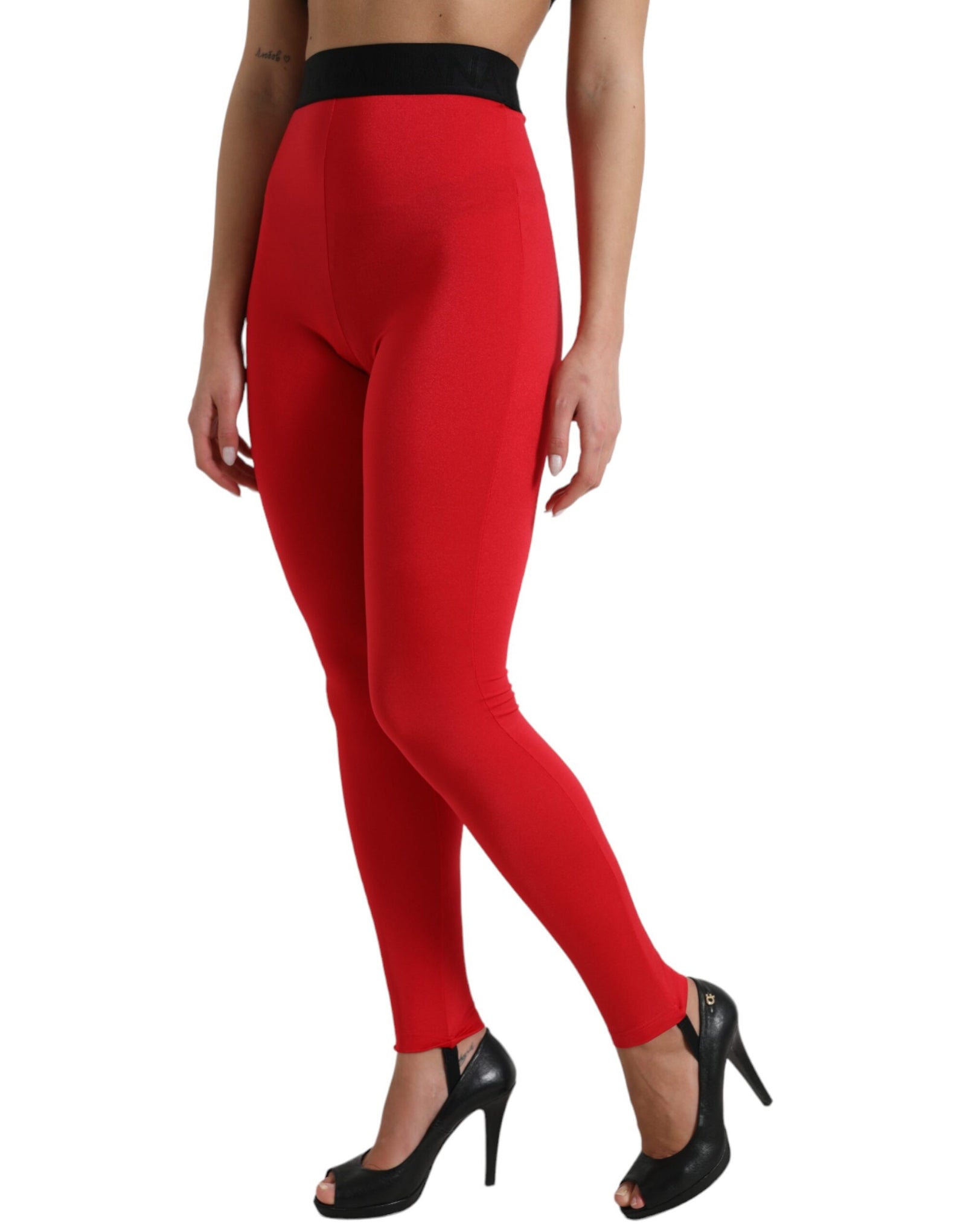 Dolce &amp; Gabbana Elegant High Waist Red Leggings