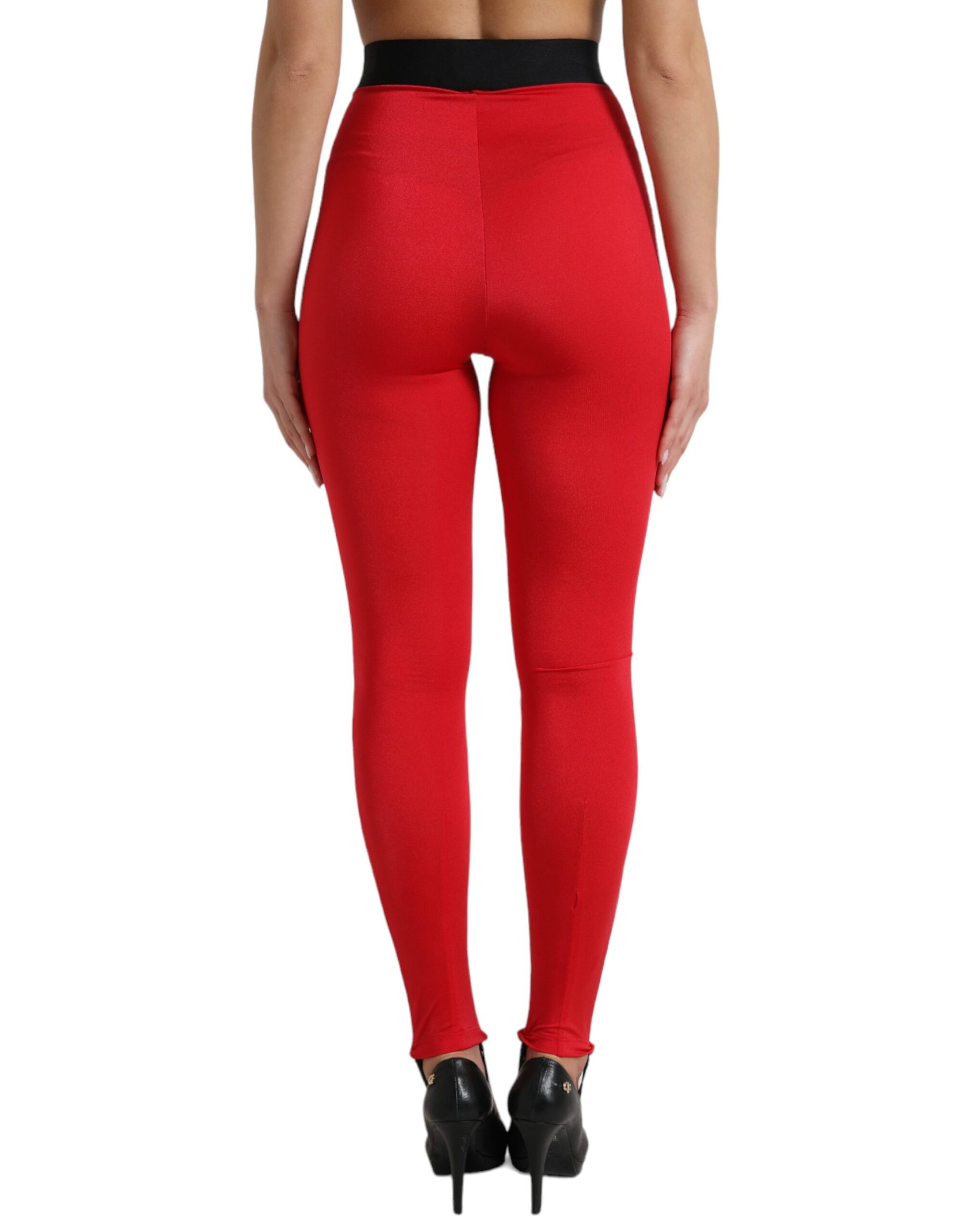 Dolce &amp; Gabbana Elegant High Waist Red Leggings