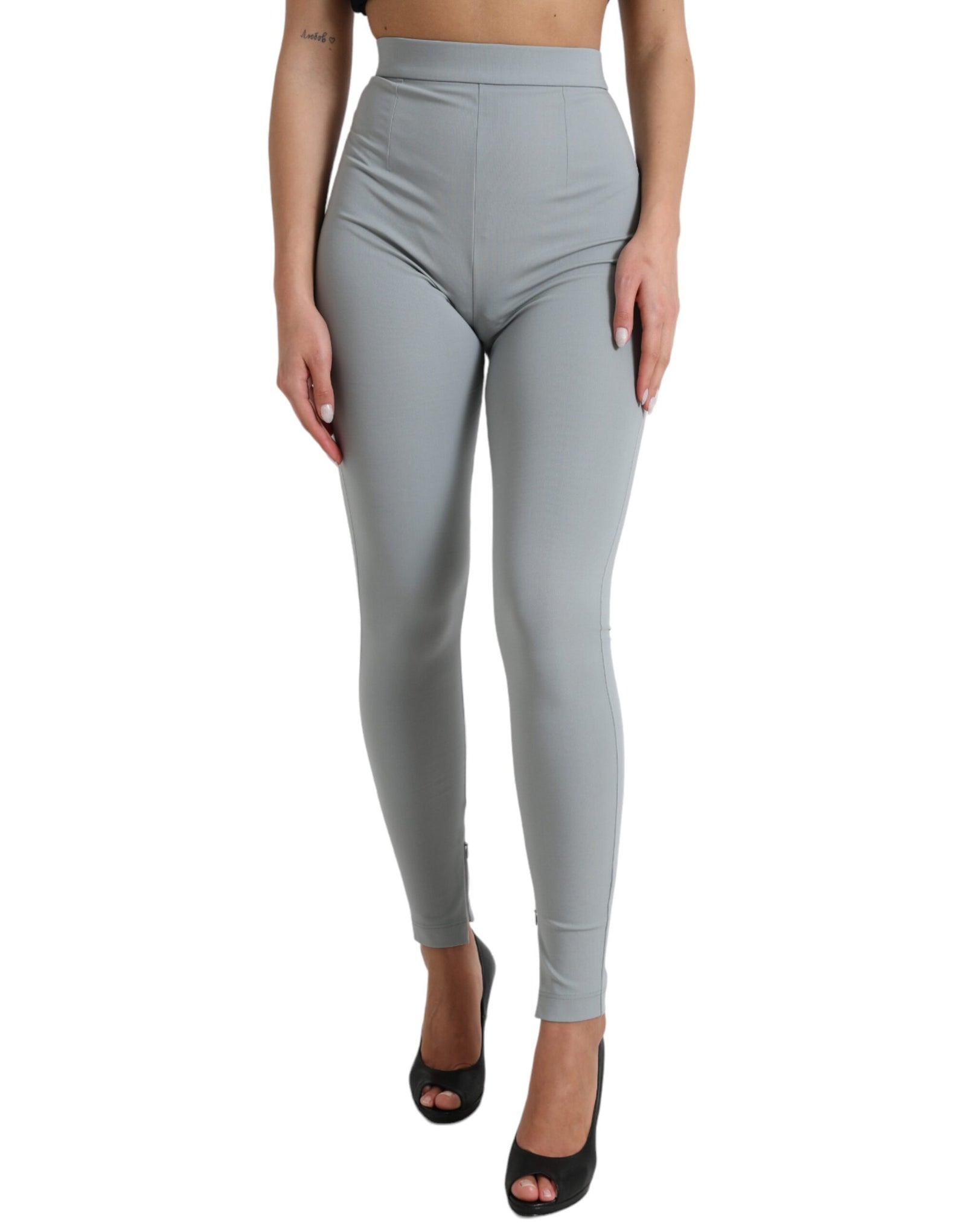 Dolce &amp; Gabbana Elegant High Waist Leggings in Gray