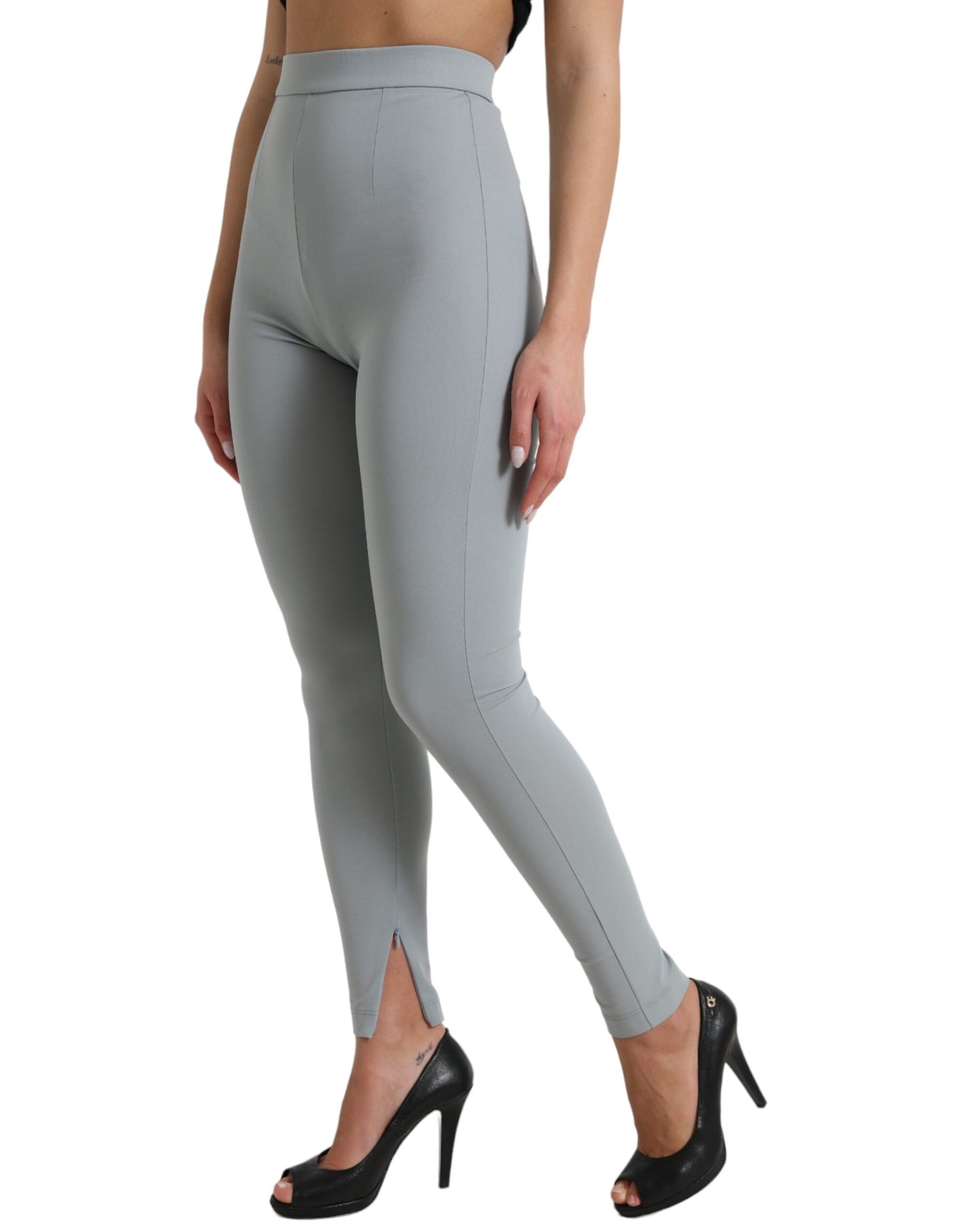 Dolce &amp; Gabbana Elegant High Waist Leggings in Gray