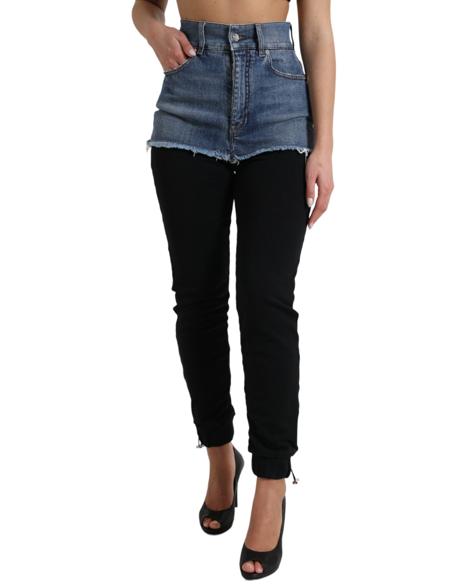 Dolce &amp; Gabbana Chic High Waist Skinny Pants with Denim Shorts