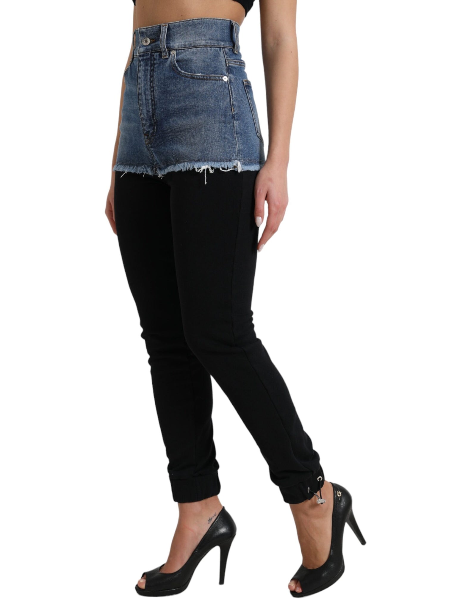 Dolce &amp; Gabbana Chic High Waist Skinny Pants with Denim Shorts