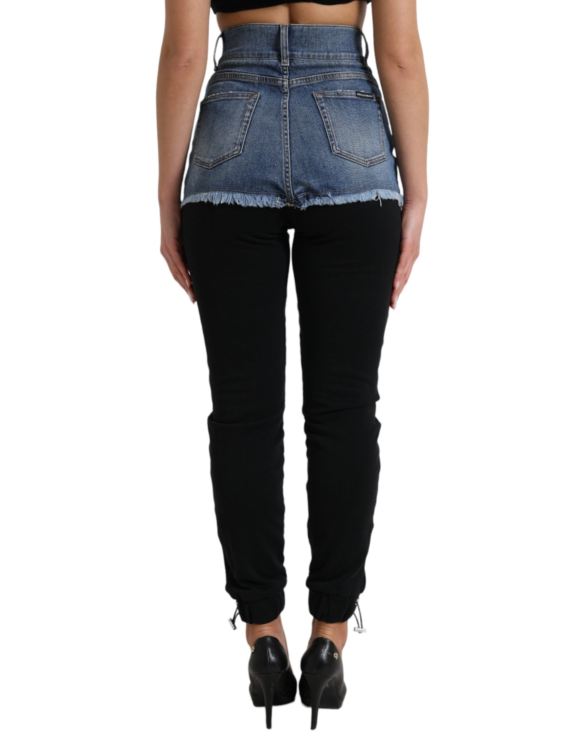 Dolce &amp; Gabbana Chic High Waist Skinny Pants with Denim Shorts