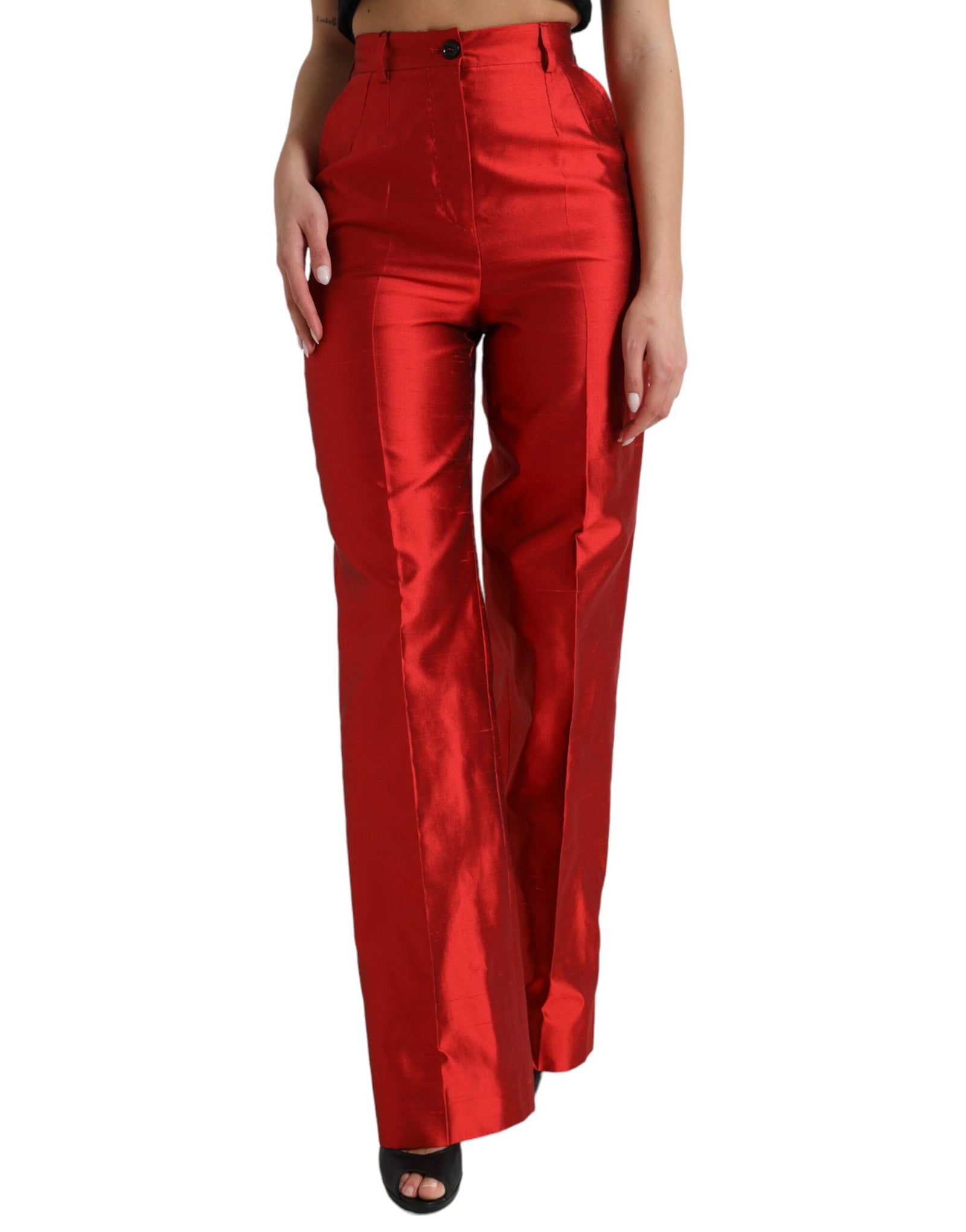 Dolce &amp; Gabbana Elegant High Waist Wide Leg Silk Pants