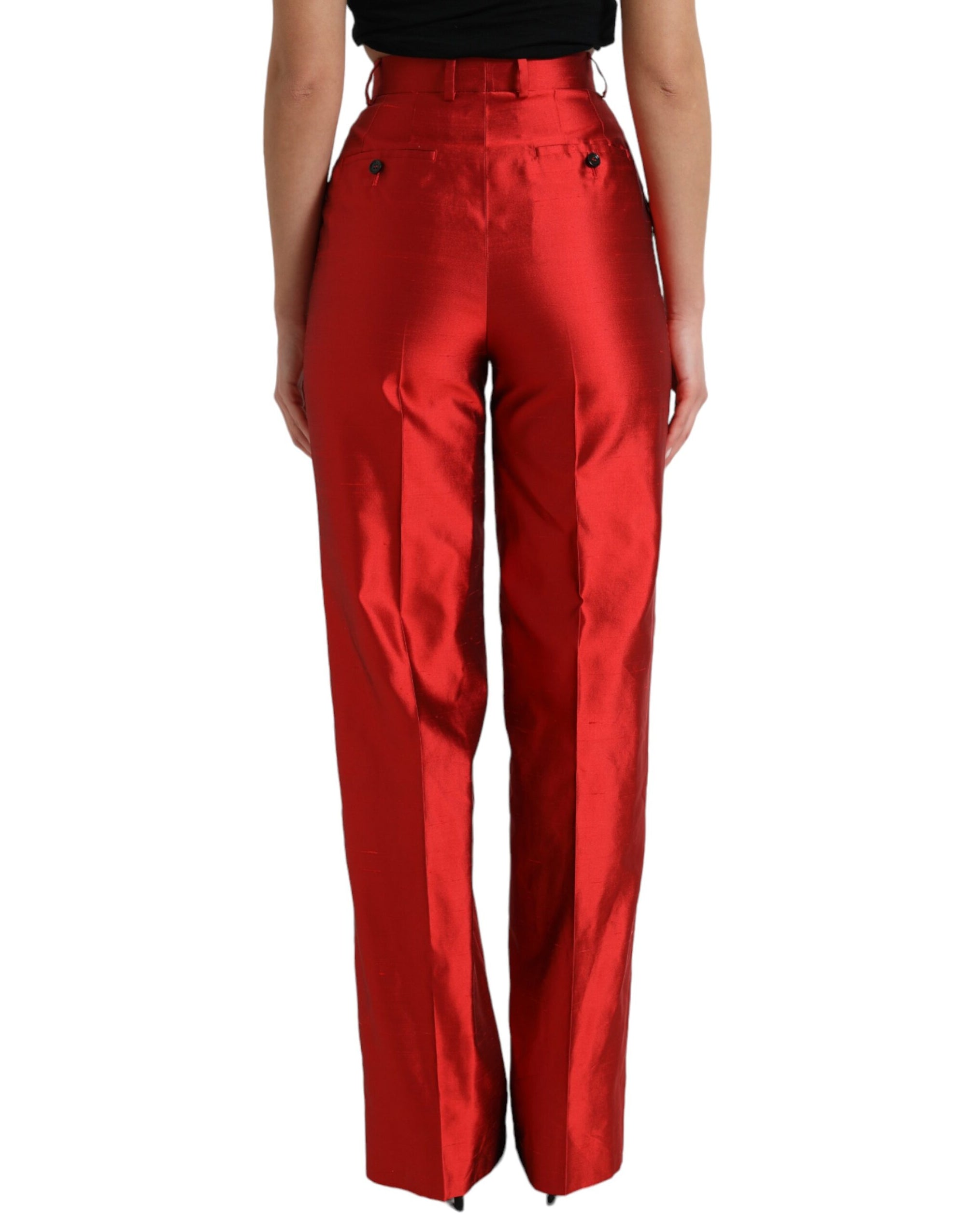 Dolce &amp; Gabbana Elegant High Waist Wide Leg Silk Pants