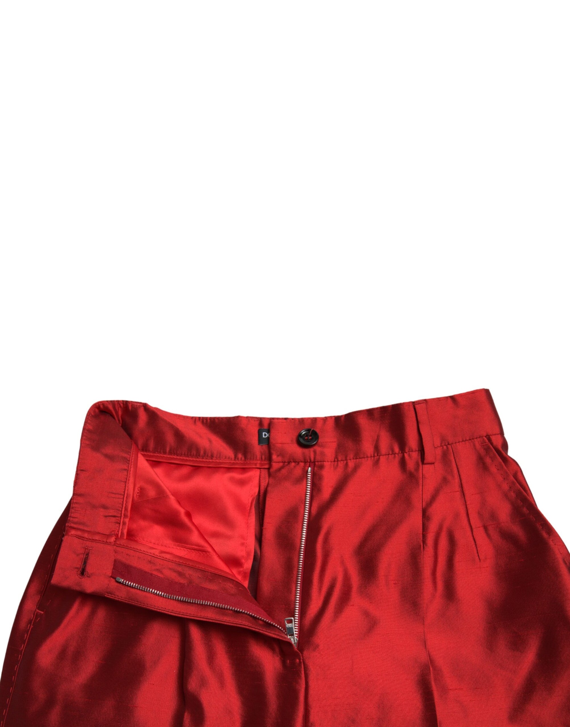 Dolce &amp; Gabbana Elegant High Waist Wide Leg Silk Pants