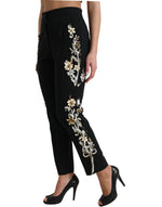 Dolce &amp; Gabbana Elegant High Waist Floral Tapered Pants