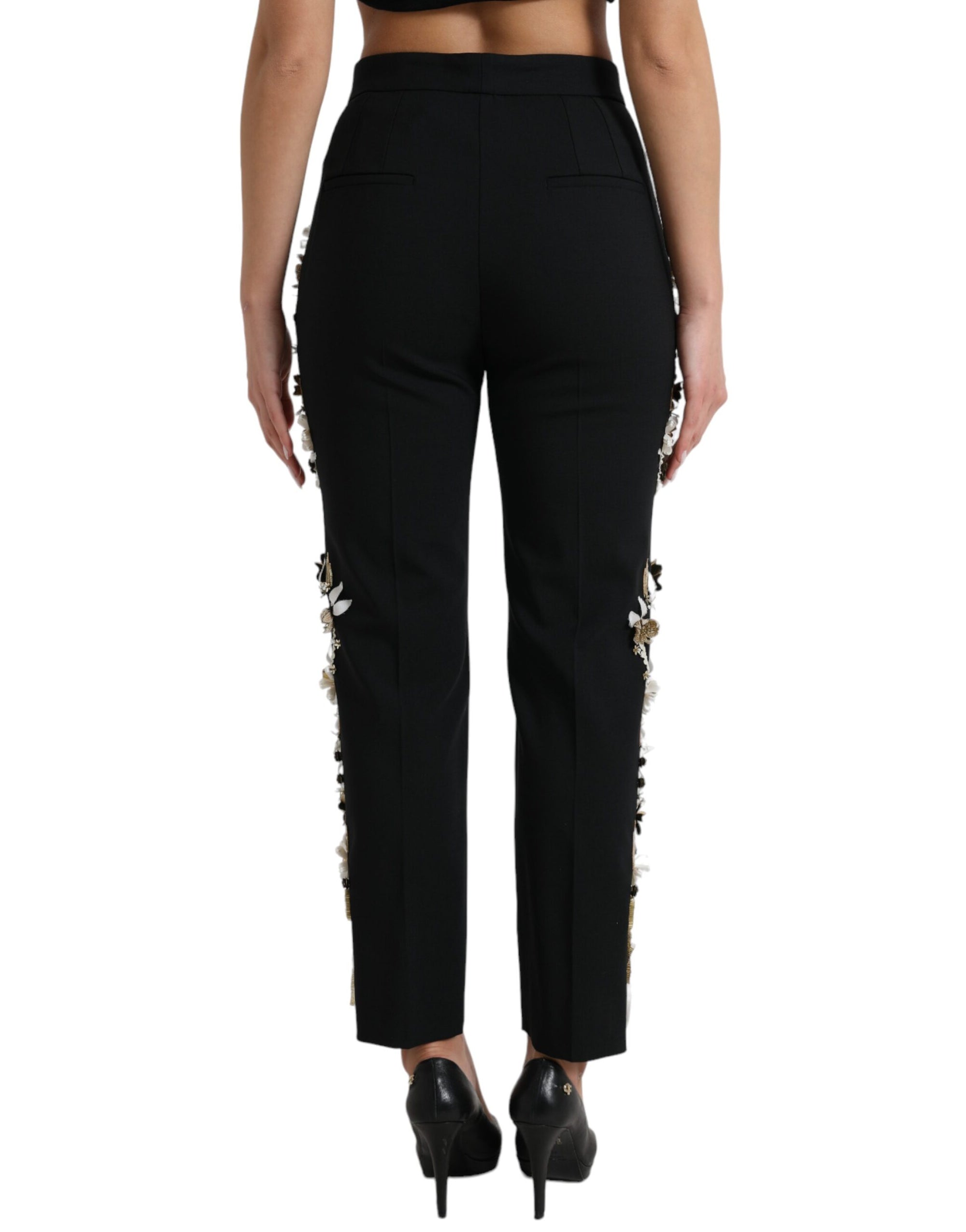 Dolce &amp; Gabbana Elegant High Waist Floral Tapered Pants