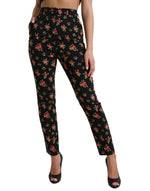 Dolce &amp; Gabbana Elegant High-Waist Floral Tapered Pants