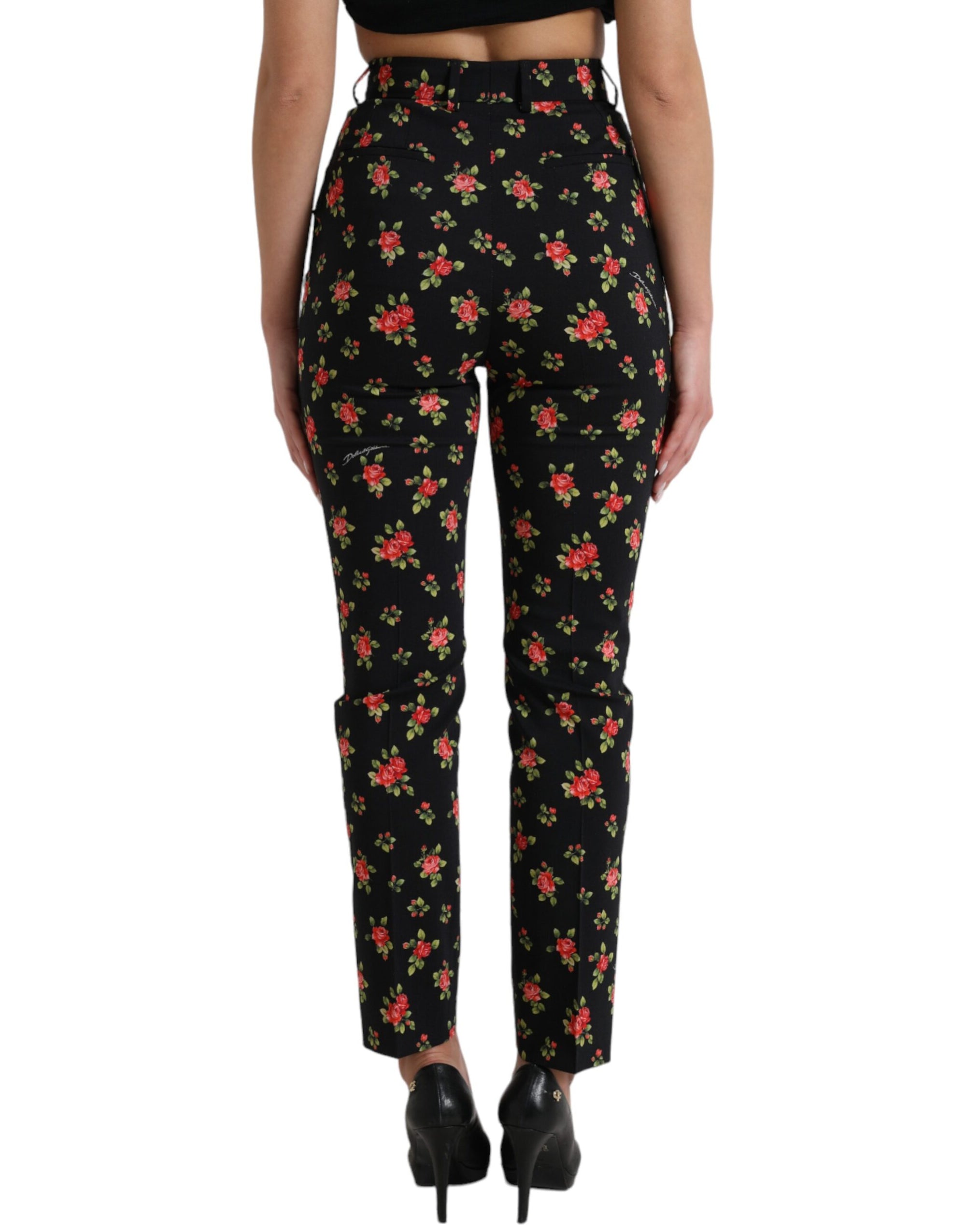 Dolce &amp; Gabbana Elegant High-Waist Floral Tapered Pants
