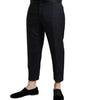 Dolce & Gabbana Blue Wool Cropped Tapered Pants