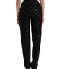 Dolce &amp; Gabbana Chic High Waist Straight Pants with Logo Print