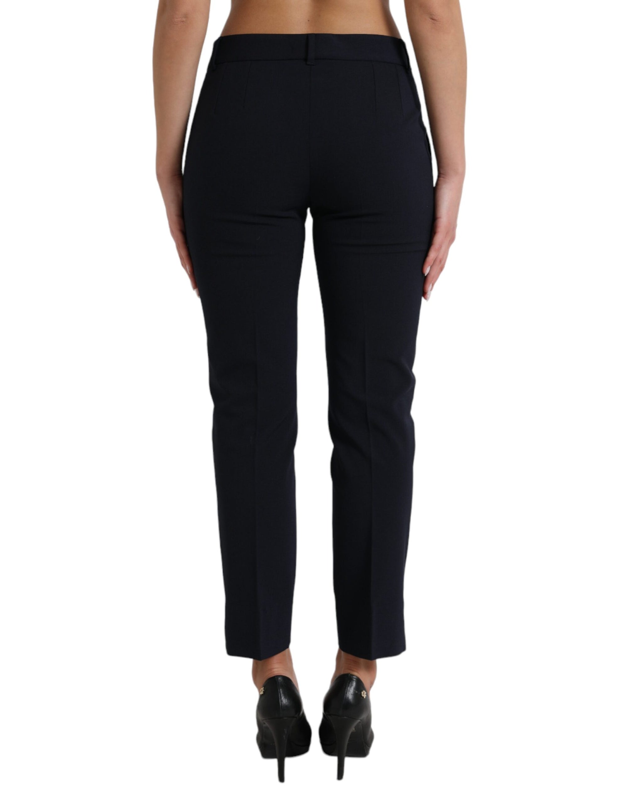 Dolce &amp; Gabbana Elegant Mid Waist Tapered Pants in Blue