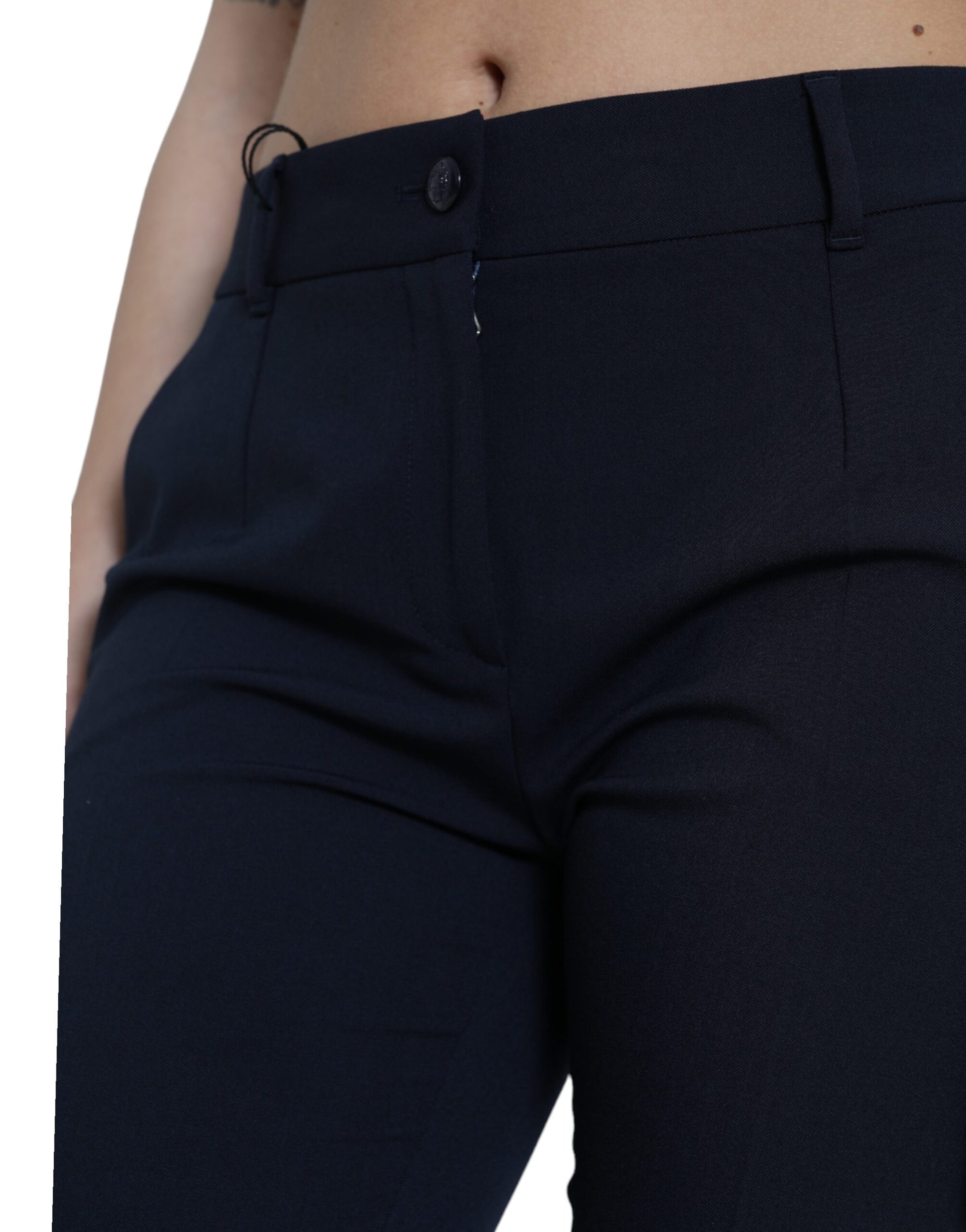 Dolce &amp; Gabbana Elegant Mid Waist Tapered Pants in Blue