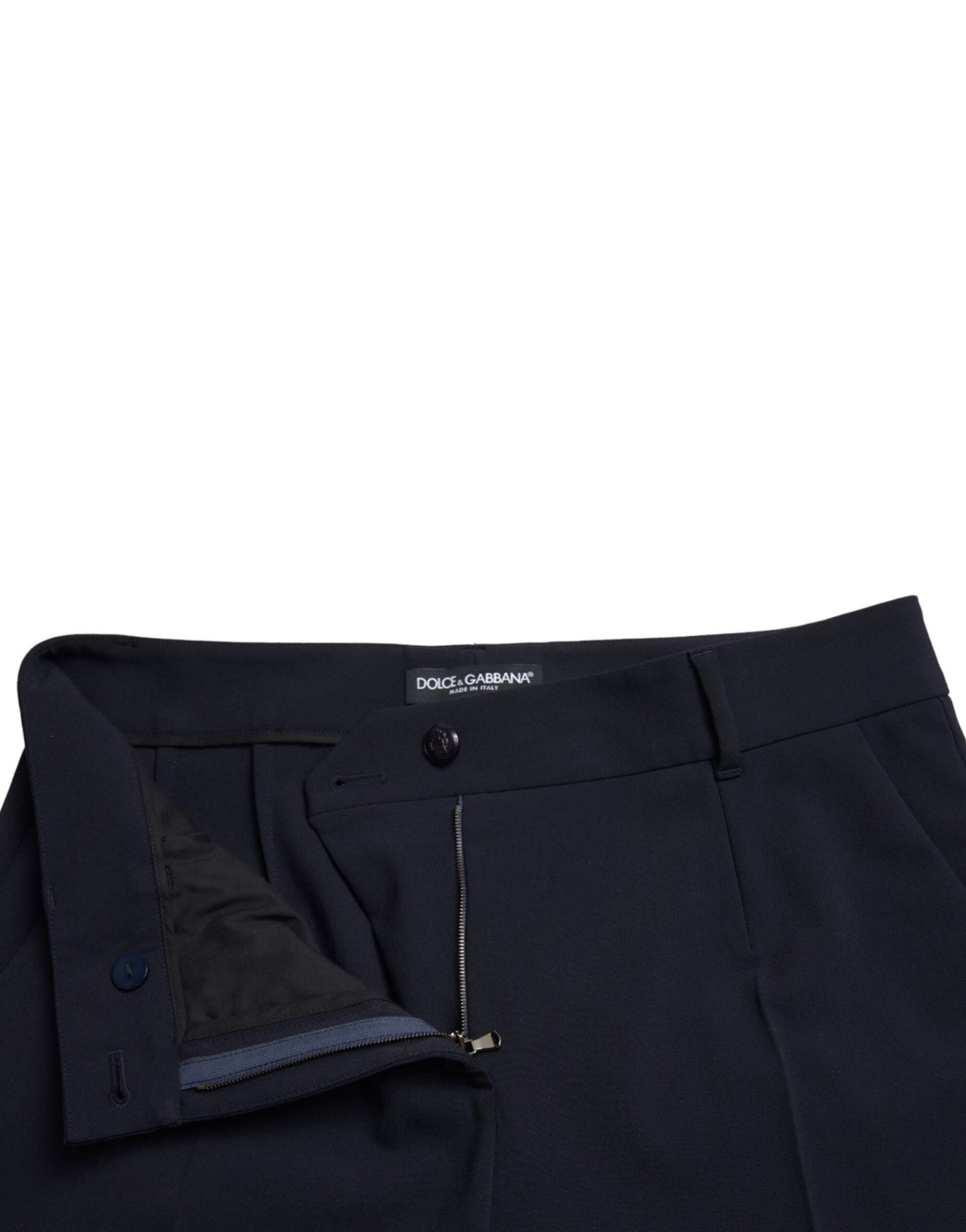 Dolce &amp; Gabbana Elegant Mid Waist Tapered Pants in Blue