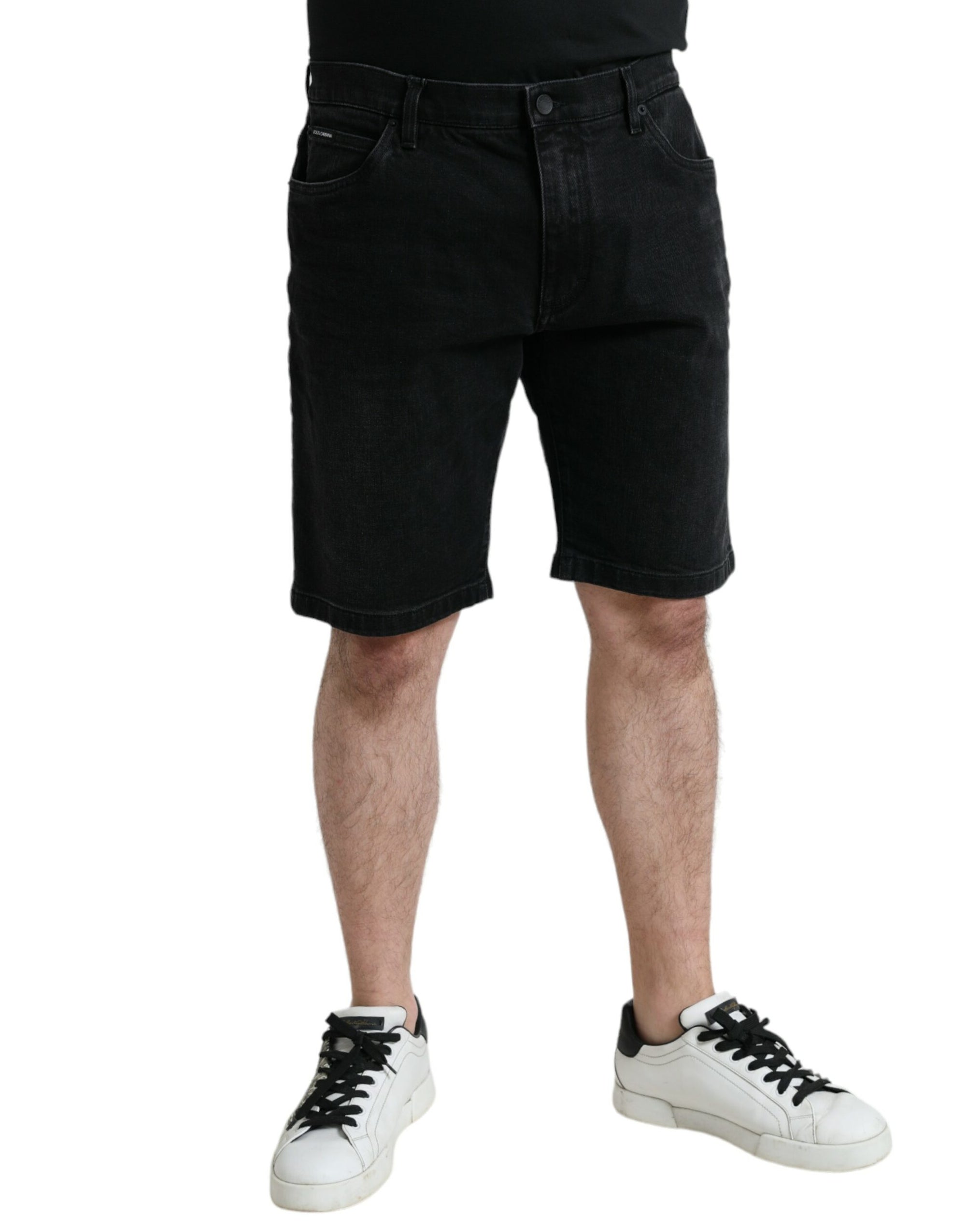 Short en jean Bermuda noir chic Dolce &amp; Gabbana