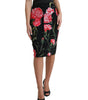 Dolce & Gabbana Black Carnation Pencil Cut Knee Length Skirt
