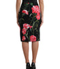 Dolce & Gabbana Black Carnation Pencil Cut Knee Length Skirt