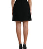 Dolce & Gabbana Black Wool Button High Waist Aline Mini Skirt