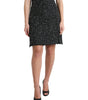 Dolce & Gabbana Black Wool Knit Tweed High Waist Mini Skirt