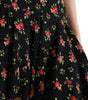 Dolce & Gabbana Black Rose Print High Waist A-line Mini Skirt