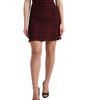 Dolce & Gabbana Black Red Cotton High Waist Tartan Tweed Mini Skirt