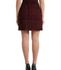 Dolce & Gabbana Black Red Cotton High Waist Tartan Tweed Mini Skirt