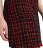 Dolce & Gabbana Black Red Cotton High Waist Tartan Tweed Mini Skirt