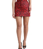 Dolce & Gabbana Red Leopard Print Cotton High Waist Mini Skirt