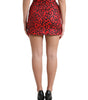 Dolce & Gabbana Red Leopard Print Cotton High Waist Mini Skirt