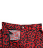 Dolce & Gabbana Red Leopard Print Cotton High Waist Mini Skirt