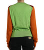 Dolce & Gabbana Multicolor Cardigan Color Block Silk Crewneck Sweater