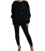 Dolce & Gabbana Black Pullover Floral Logo Applique Sweater