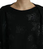 Dolce & Gabbana Black Pullover Floral Logo Applique Sweater