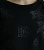 Dolce & Gabbana Black Pullover Floral Logo Applique Sweater