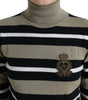 Dolce & Gabbana Multicolor Stripes Logo Turtle Neck Pullover Sweater