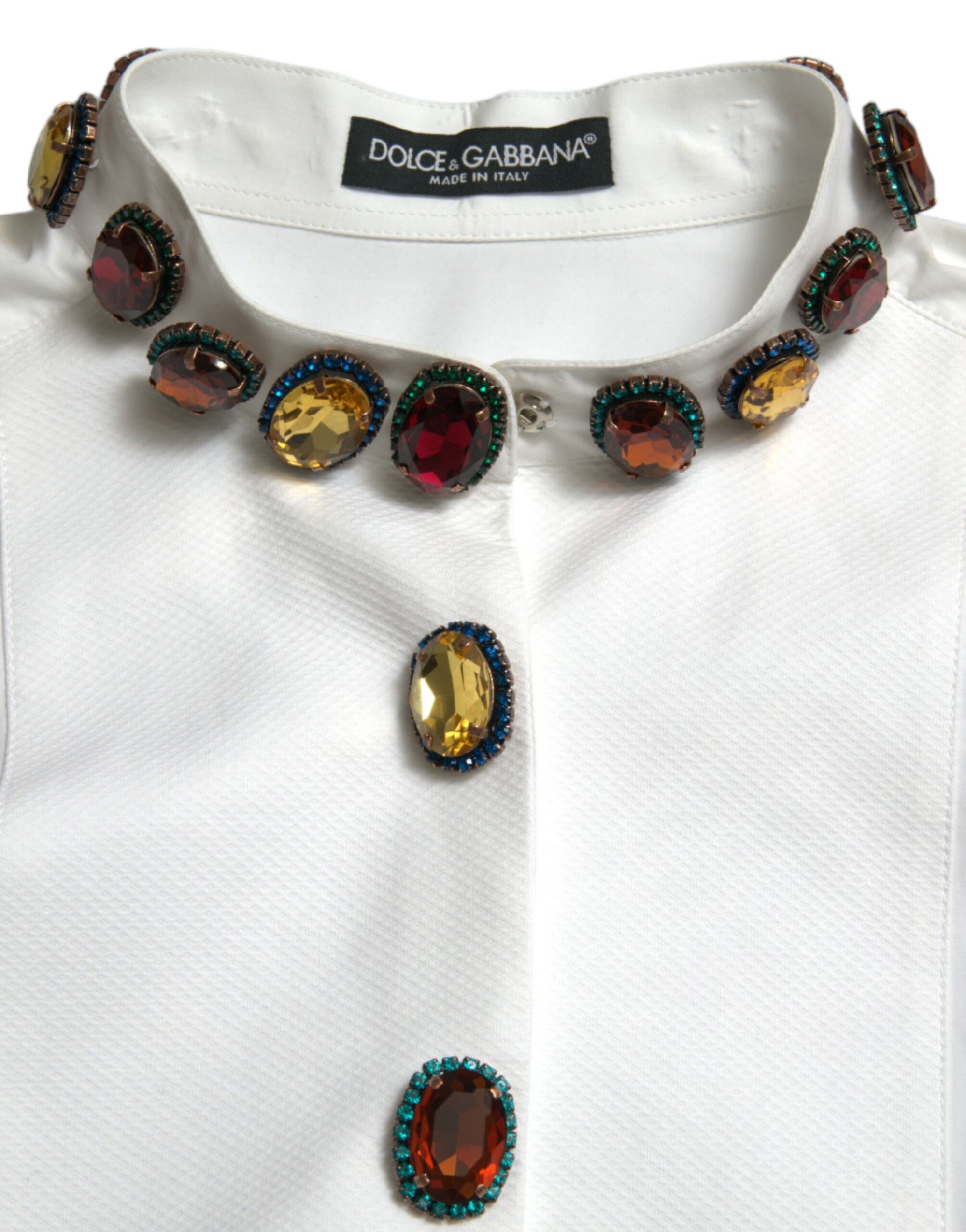 Dolce & Gabbana - Haut élégant en coton blanc orné de cristaux
