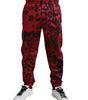 Dolce & Gabbana Red Black Leopard Stretch Jogger Pants